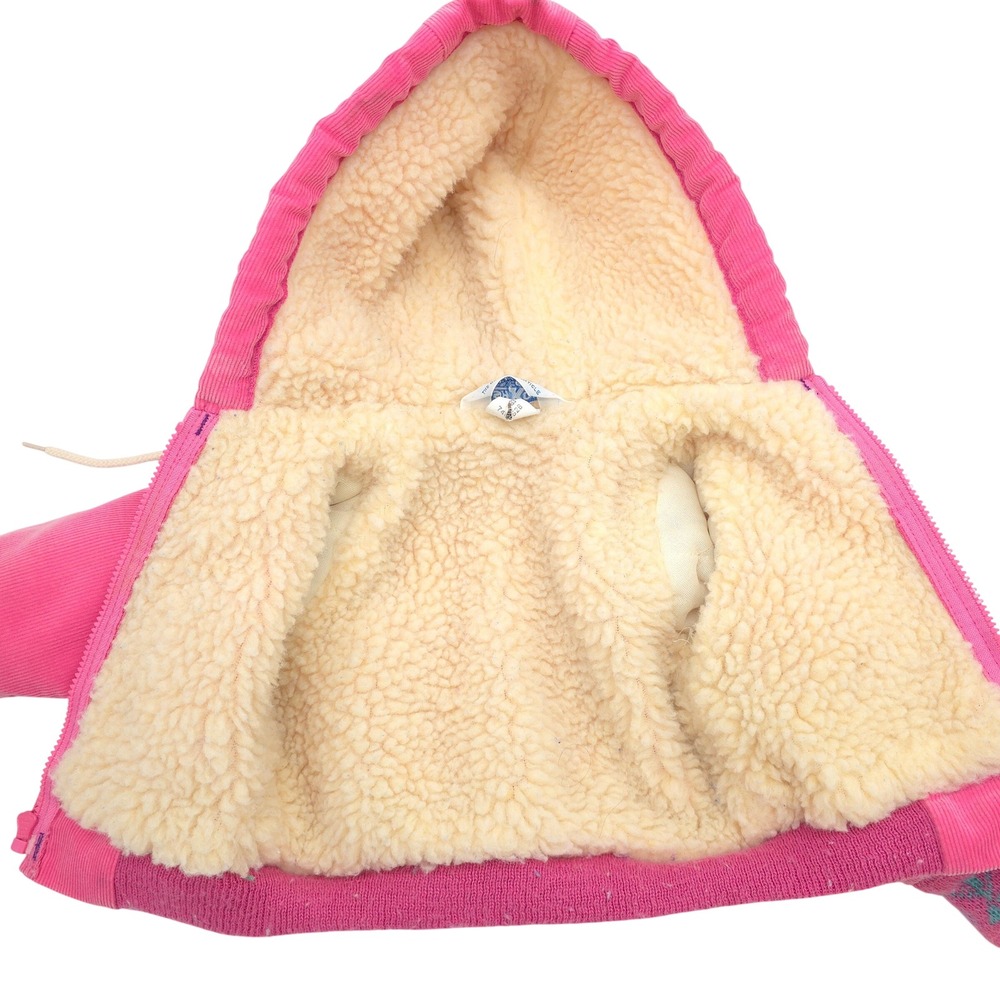 Vintage OshKosh Pink Full Zip Hooded Jacked Sherpa Lining Size 12 Months - Picture 4 of 14